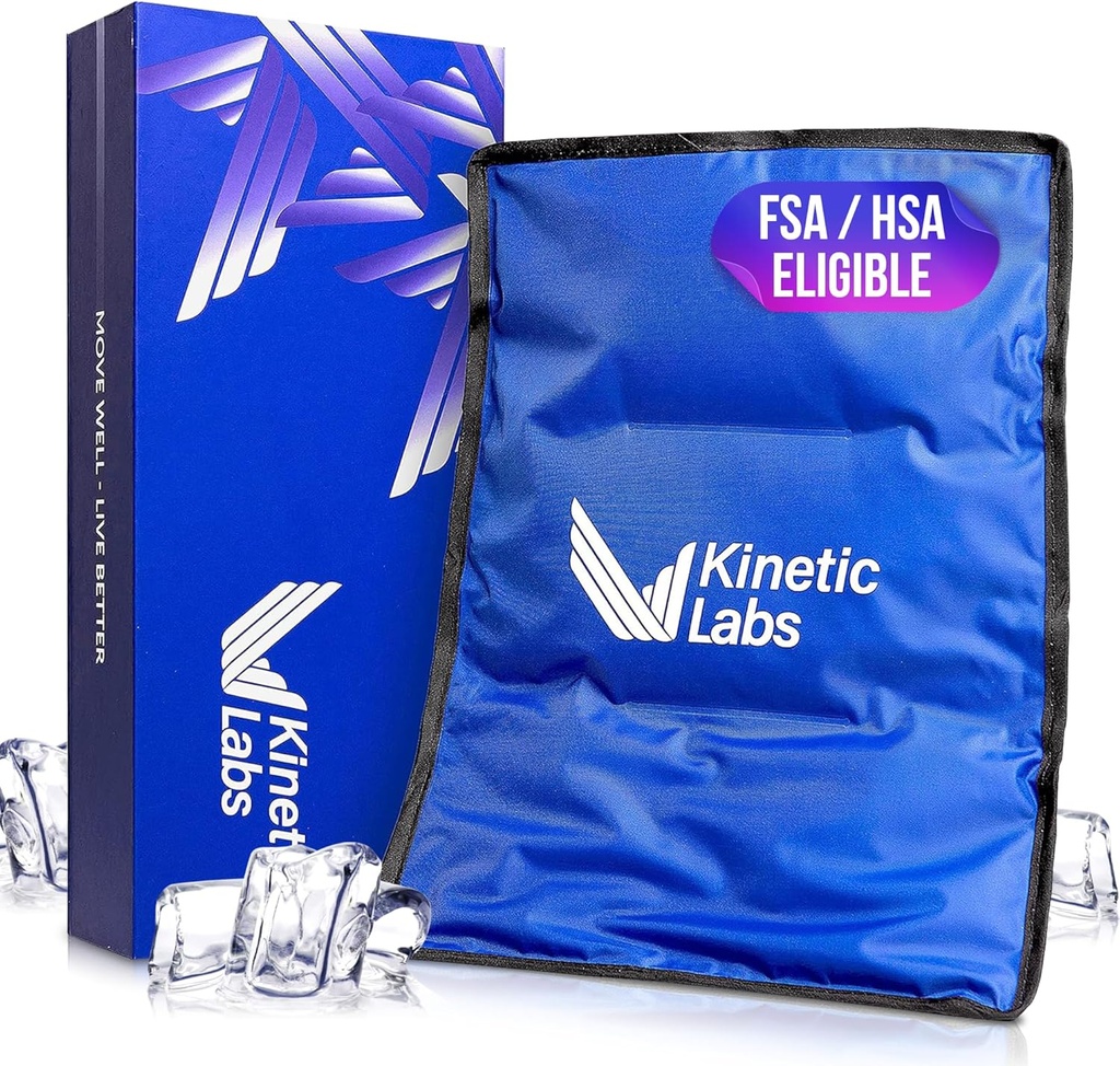 Kinetic Labs Reusable Ice Pack for Injuries - חבילת קרח גדולה להקלת כאבי גב (11x14.5) - חבילת קרח גדולה עבור Back, Knee, Shoulder, hip