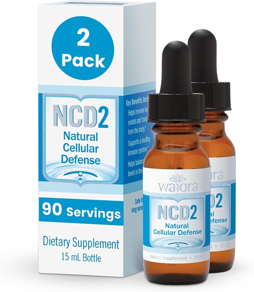 Waiora NCD2 מופעל נוזל Zeolite טיפות, לערבב מזון / Drinks, גוף טבעי ניקוי וקידום תמיכה Immune, כל טבעי, pH Zeolite נוזל טיפות - 2 בקבוקים (0.5 oz. ea) 180 serv.