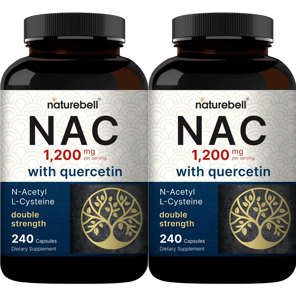 2 Pack NAC Supplement (N-Acetyl Cysteine) with Quercetin, 1,200mg Per Serving, 480 Capsules | Double Strength Antioxidant Support for Immune, Liver, & Lung Health – Non-GMO