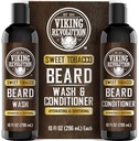 המהפכה הוויקינגית Beard Wash and Beard Conditioner for Men with Argan Oil ו- Jo Joba Oil - Beard Softener and Powerener Beard Care Beard Shampoo and Conditioner with Beard Oil (10oz, Sweet Tobacco)