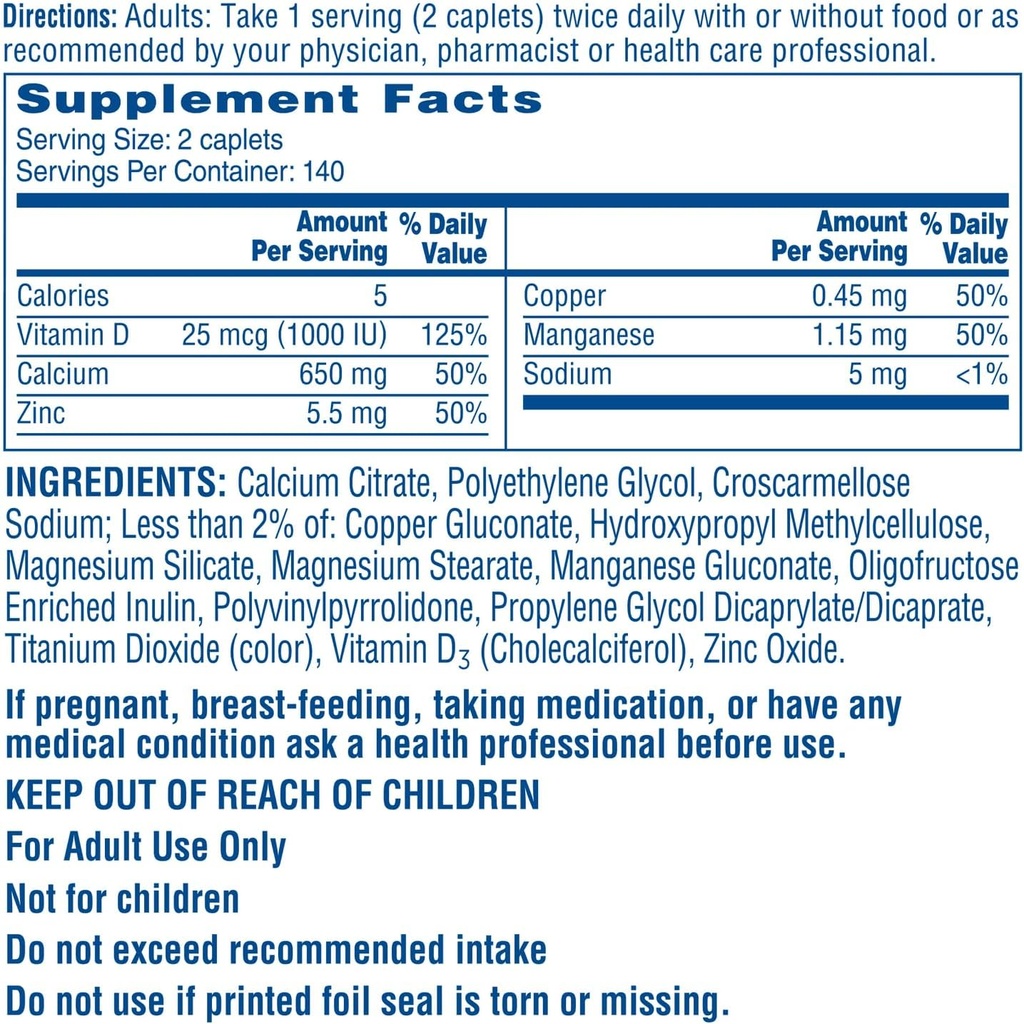מקסימום פלוס Citracals, Highly Soluble, Easily Digested, 630 מ"ג Calcium Citrate עם 1000 IU ויטמין D3, תוסף בריאות העצם למבוגרים, Caplets, 280 Count (Pack של 1)
