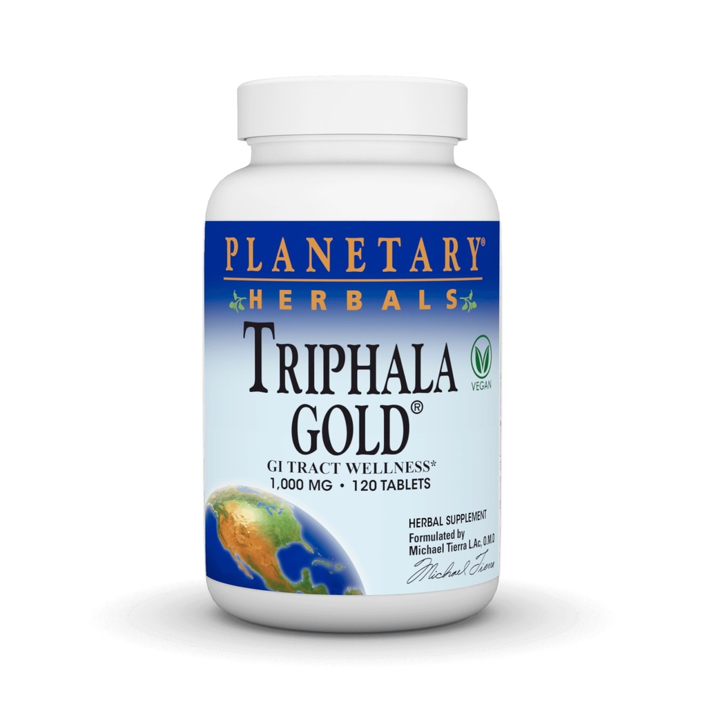 Globalary Herbals Triphala Gold 1000 מ"ג תוספת כוח Ayurvedic - 120 טבליות