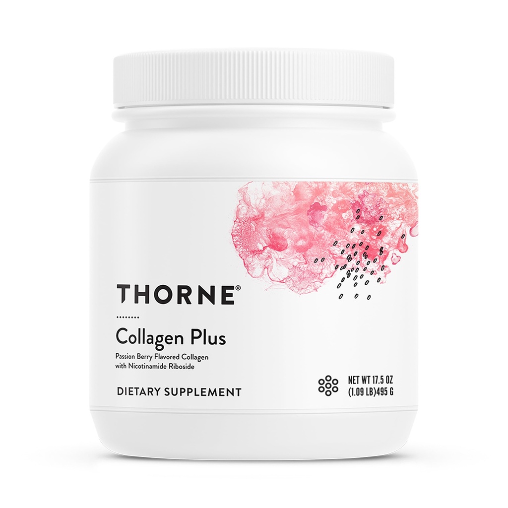 THORNE - Collagen Plus - Collagen Peptides אבקת עם Nicotinamide Riboside & Clinically למד Ingredients for Skin Texture & Moisture - עור בריא, שיער וציפורים * 17.5 Oz - 30 משרתים