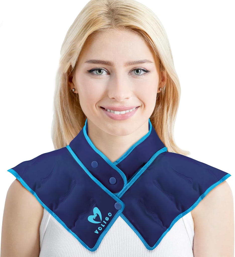 צוואר Shoulder Heating Neck Wrap מיקרוגל Heating Pad, Hot and Humid Back Pain Relief Hot Compress, Fitable מיקרוגל צוואר מייבש (NSF-Blue)