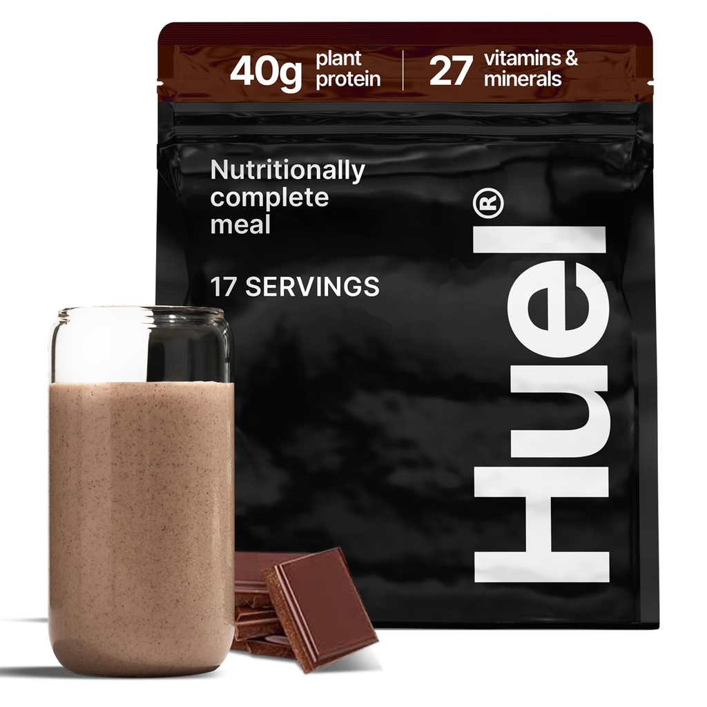 Huel Black Edition (שוקולד 40g אבקת חלבונים טבעונית) מלאת תזונה | 27 ויטמינים ומינרלים, Gluten Free | 17 משרתים
