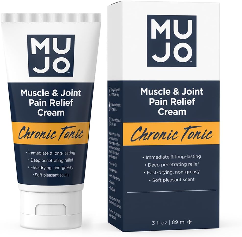 MUJO Chronic Tonic השרירים & Joint Pain Relief Cream - Fast-Acting, Long-Lasting Organics - Deep Penetrating for Arthritis/Sprains - 3 fl oz