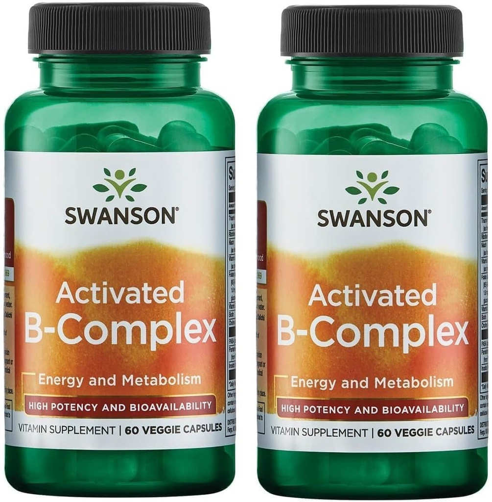 סוונסון הפעיל B-Complex - High Potency and Bioavailability (60 קפסולות Veggie) (2 Pack)