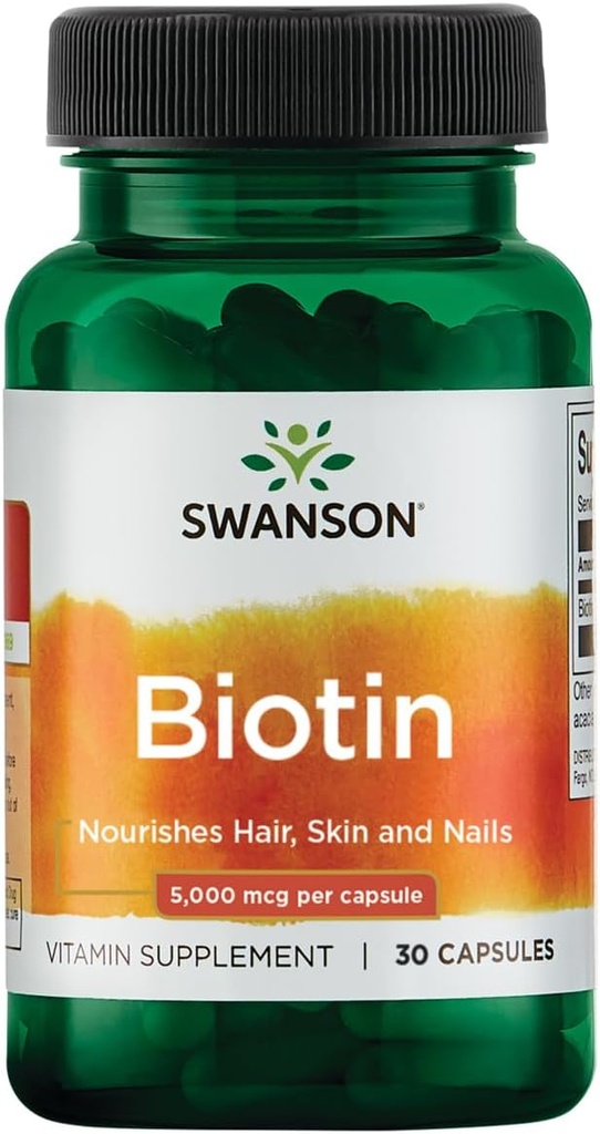 Swanson Biotin B7 ויטמין 5000 mcg 30 קפסולות