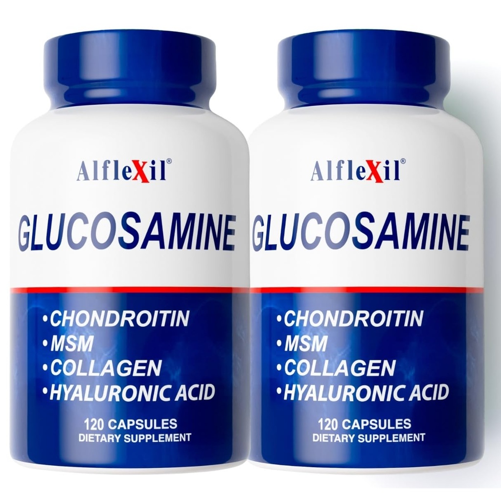 Premium Glucosamine & Chondroitin Nutritional תוסף - תמיכה משותפת, עצם וברך - עשיר MSM & Collagen - אורגני טבעי תרכובות - מיוצר בארה"ב - 120 קפסולות 2 Pack