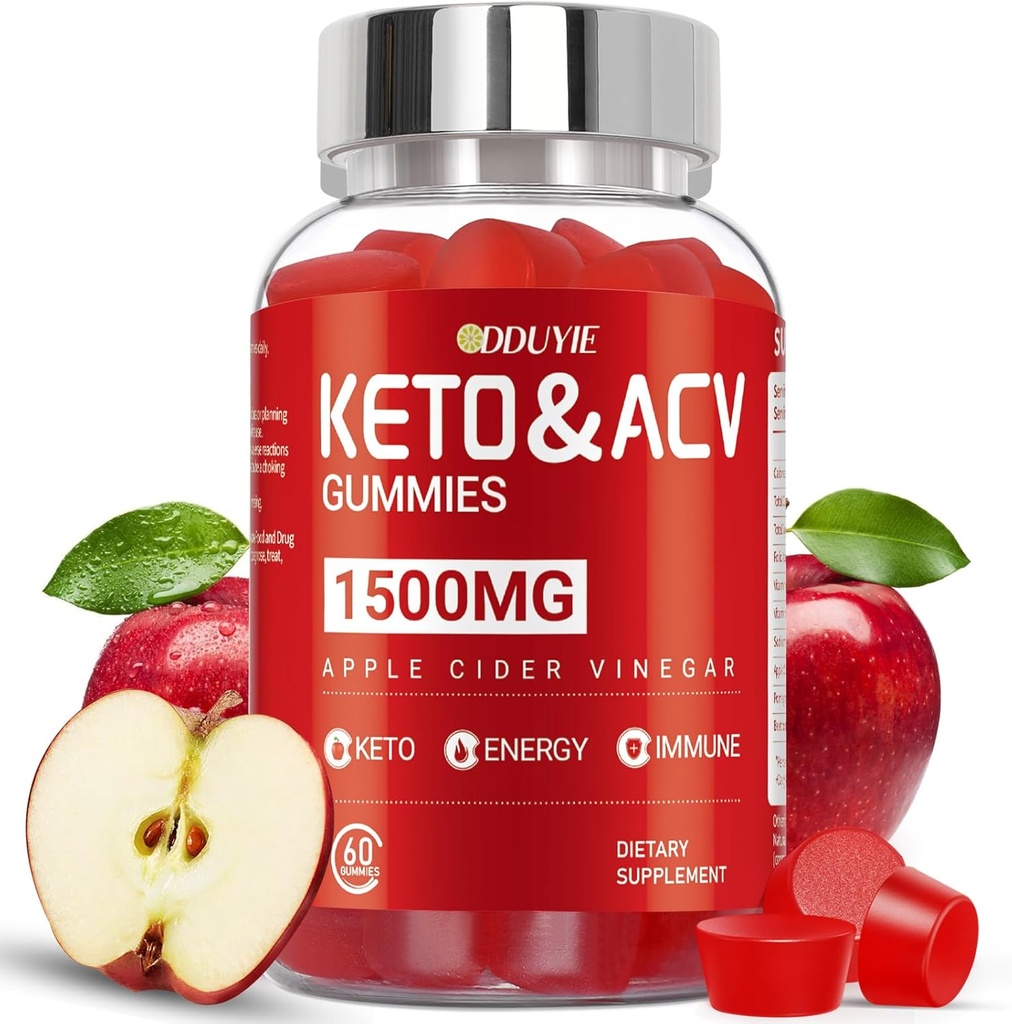 Brilhante Keto ACV Gummies - 1500 מ"ג Apple Cider Vinegarmies with Pomegranate Beetroot & ויטמין B12 B6 - עבור גברים ונשים - GMO חינם & טבעוני - הרוזן 60
