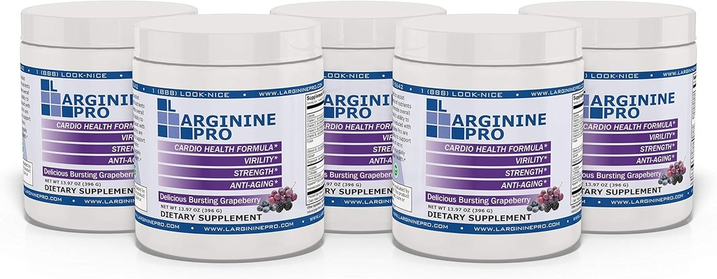 L-ARGININE PRO | 5,500 מ"ג L-Arginine Plus L-Citrulline 1,100 מ"ג אבקת Grape לשתות תוסף להגדלת ייצור Nitric Oxide