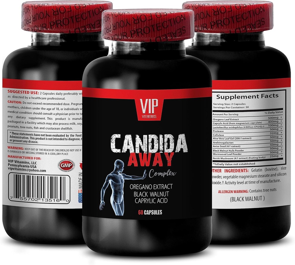 Candida לטהר - CANDIDA AWAY - Candida לטהר תמיכה, Candida לטהר גברים, Candida לטהר תוספת, תמיכה קנדידה, Candida לטהר תמיכה עבור נשים, כבד תומך 1 בקבוק 60 קפסולות