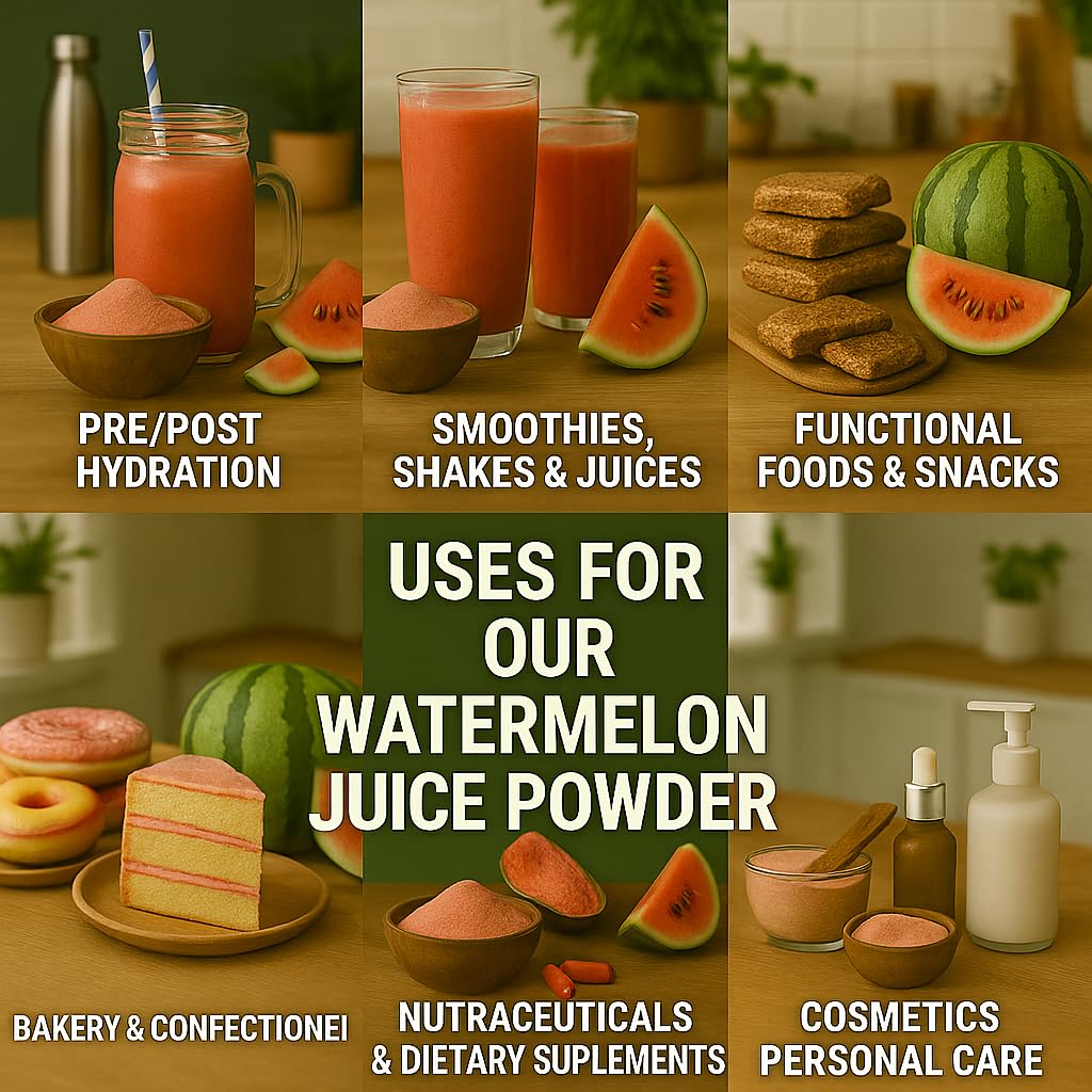 Indus Farms Superfoods All Natural Watermelon Juice Powder – Instant Drink Mix & Hydration Recipes – Natural Electrolytes, Plant-Based Superfood – Vegan, Non-GMO, Gluten-Free –Smoothies, Skincare 2 LB