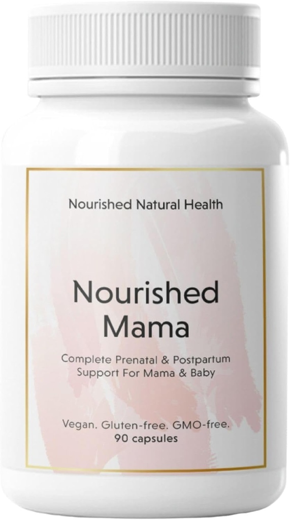 Nourished Mama Prenatal Multi ויטמין - טבעוני Multivitamin for Previewion, הריון, Postpartum ותמיכה הנקה - Iron-Free with Methylated Folate & High Dose Choline - 90 קפסולות