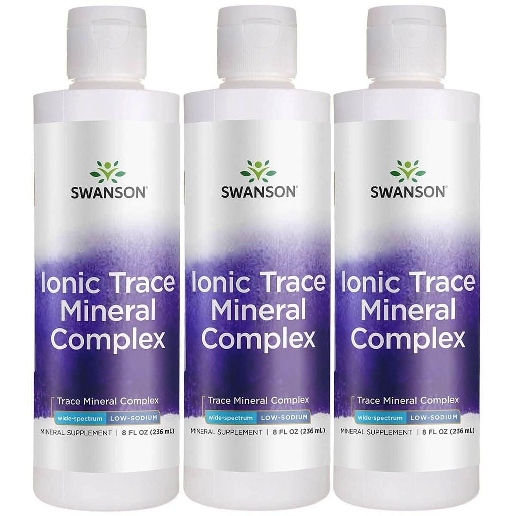 Swanson Concentrace Trace מינרלים טיפות 8oz-Complete מינרלים מורכב עבור אנרגיה, hydrtion, ו Electrolyte Balance מעל 72 מינרלים Ionic גבוה כגון Magnesium, Potassium, Calcium (3 Pack)