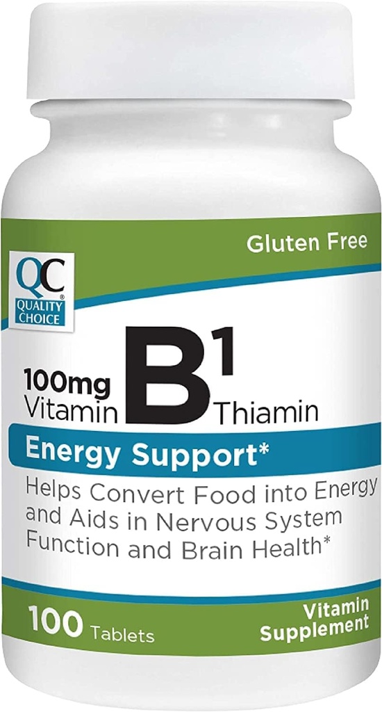 איכות בחירה ויטמין B1 Thiamin 100 מ"ג תמיכה אנרגיה, מערכת העצבים ו- Brain Health ויטמין Tablet, 100 Count Bottles