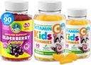 DR. MORITZ ויטמין C Gummies ו-Elderberry Gummies לילדים ומבוגרים - Immune Support low-Sugar Chewable Gummys for Toddlers - Vegetarian Gelatin חינם ילדים