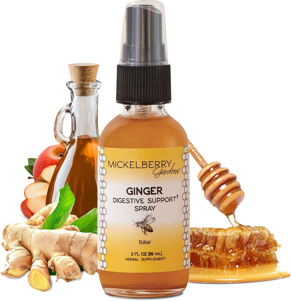 Macelberry Gardens Immune תומך ג'ינג'ר דבש Spray - אורגני ג'ינג'ר שוטים וסירופ עבור Immunity Boost, Digestive Health, and Wellness - Oz 2 Oz