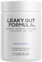 Codeage Leaky Gut תוסף, L-Glutamine, N-Acetylglucosamine, Probiotic, Butyric Acid, Polyphenols, Quercetin, DGL, Marshmallow Root, Berberine, BioPerine, Cinnamon, Vegan, Non-GMO, 60 קפסולות