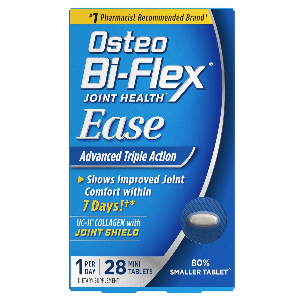 Osteo Bi-Flex Ease מתקדם פעולה משולשת עם תוספי ויטמין D משותף, Mini-Tablets, 28 Count