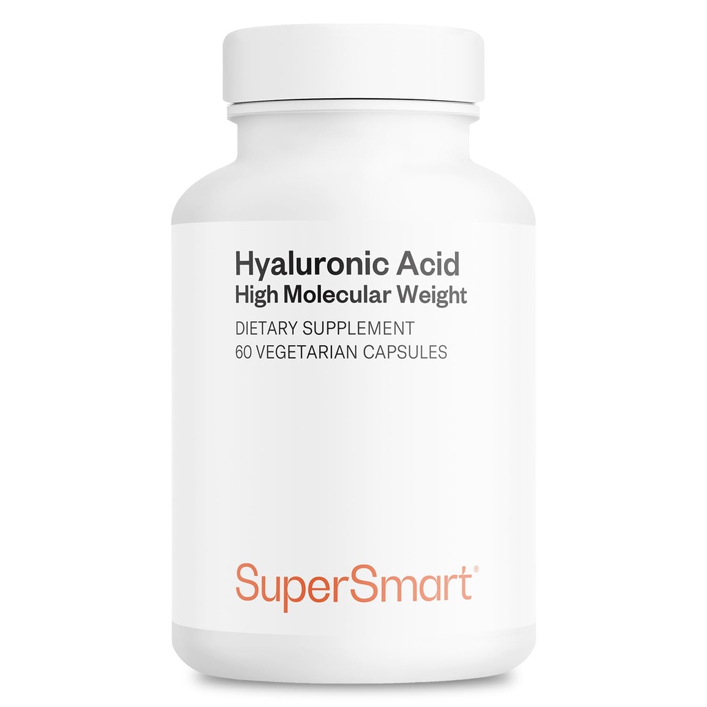 סופר חכם Hyaluronic Acid תוספת 300 מ"ג ליום (Sodium Hyaluronate) - משקל מולקולרי גבוה 1.2 מיליון דלטוןs | Non-GMO & Gluten חינם - 60 קפסולות צמחוניות