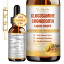 Glucosamine Chondroitin MSM נוזל טיפות FSA-HSA - תוספת תמיכה משותפת עבור ניידות, גמישות ועצמות Chondroitin Sulfate תוסף Turmeric, Quercetin, Bromelain, MSM שמן 2 FL.OZ