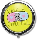 קריקטורה חמודה לקחת גלולה צ'יל ציטטה Pill Box Case Trinket Stash Box Phone Dial Pop Art Retro Medicine Tablet Holder מארגנת - 3 השוואתיות