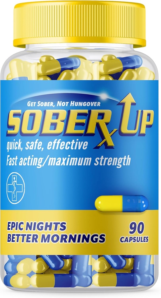 SOBER UP כוח מקסימלי Remedy & Fast Acting הקלה - כל פעם שאתה שותה ויטמין תוסף W / DHM + Glutathione + Chlorella + L-theanine (ארה"ב)