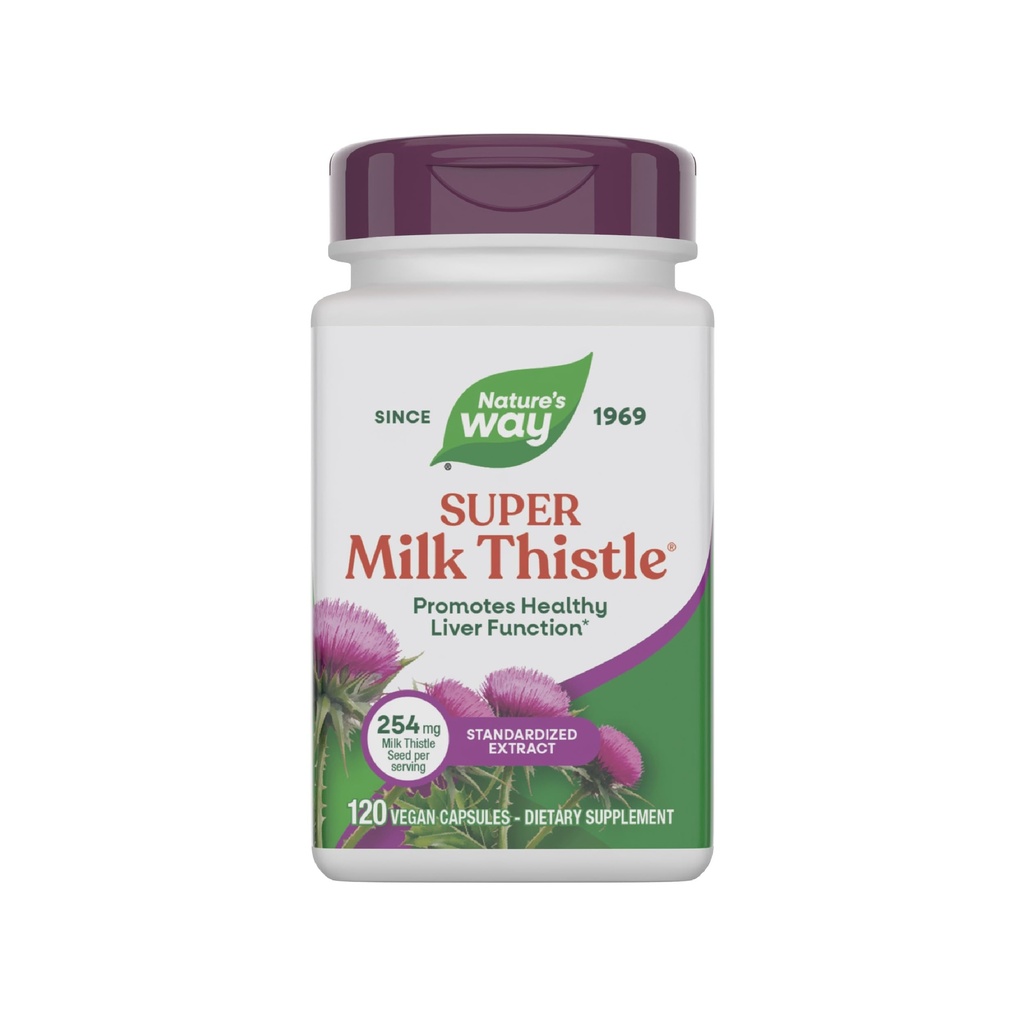 שבילו של הטבע Super Milk Thistle, מקדם פונקציונליות חיה בריאה*, עם Artichoke Leaf, Dandelion Root & Licorice Root Extracts, Milk Thistle Extract, Gluten Free, 120 קפסולות (Packaging May Vary)