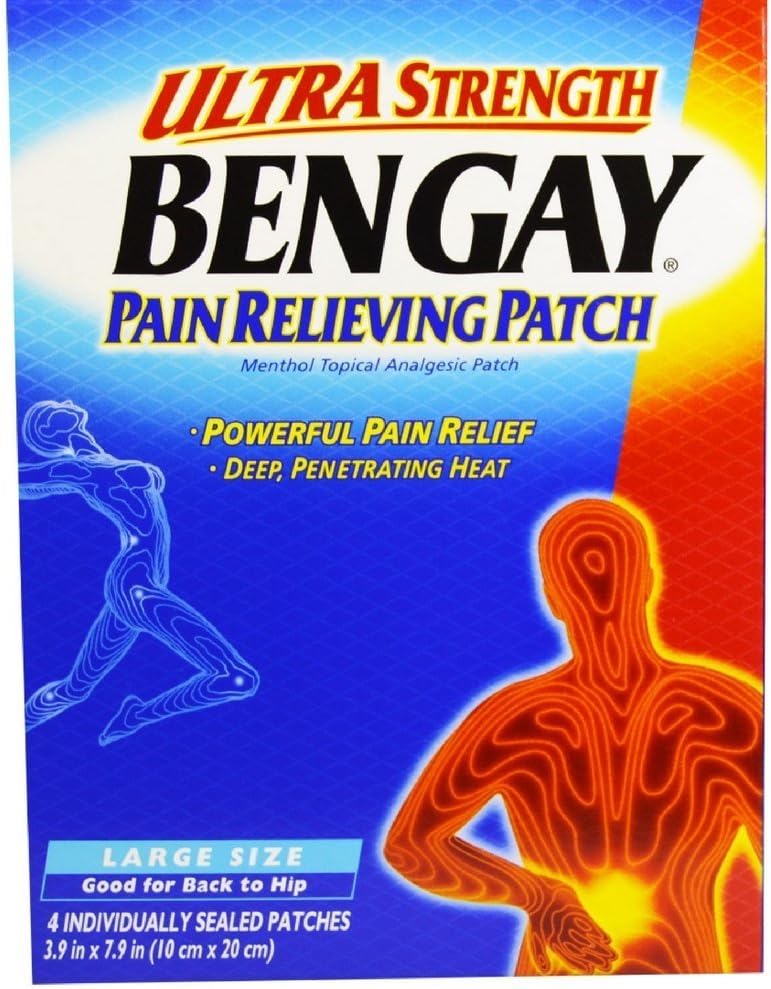 BENGAY Ultra Power Pain Relieving Patches גודל גדול 4 כל אחד (Pack of 4)