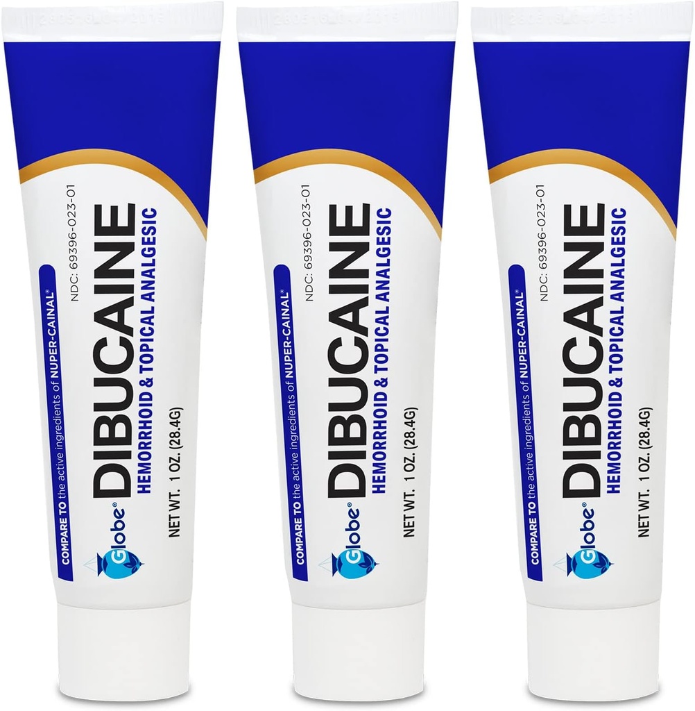 (3 Pack) Globe Dibucaine 1% טיפול טחורים - 1 Oz Rapid Numbing הקלה, טיפול טחורים מ Itch ו Burn