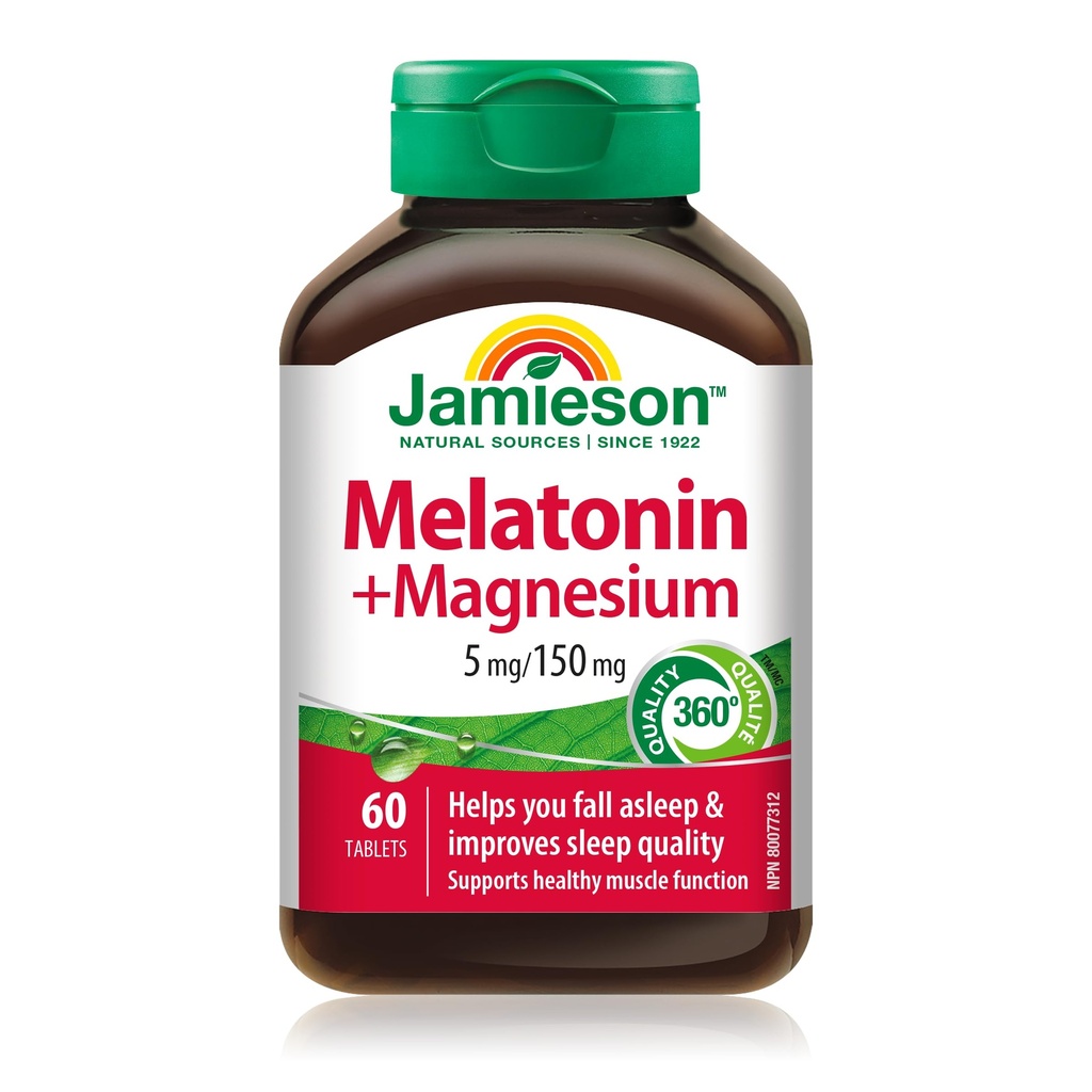 ג'יימיסון מלטונין עם Magnesium 5 מ"ג / 150 מ"ג, 60 טבליות