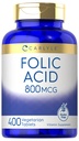 Carlyle Folic Acid 800 Mcg Tablet | 400 Count | Vegetarian, non-GMO, Gluten Freeten