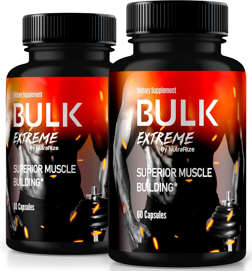 (2 Pack) Bulk Extreme שריר בניין מתקדם פורמולה, Bulk Extreme עבור Lean שריר מס עבור גברים, כל שריר טבעי בונה, גלולות זכר עבור ביצועים פיזיים, ביקורות (120 קפסולות)