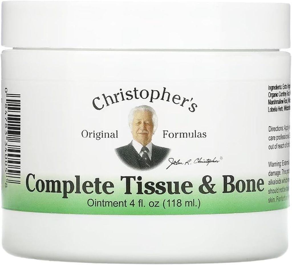 הנוסחה המקורית של כריסטופר שלמות Tissue & Bone Ointment, Herbal Topical for שריר ותמיכה משותפת, 4 oz