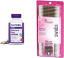 Natrol Melatonin 5mg Fast-Dissolve 200 טבליות & Swisspers כותנה Swabs 300 הרוזן