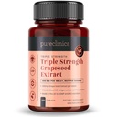 מרפאה טהורה Grape Seed לחלץ 300mg x 180 טבליות - 90% Oigomeric Proanthocyanidins. 300% חזק יותר מאשר גרף רגיל.