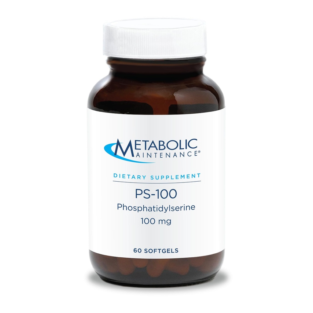 תחזוקה מטאבולית PS-100 Phosphatidylserine, 100 מ"ג - תוספת לתמיכה זיכרון רגיל + קוגניציה, קידום שינה מנוחה (60 Softgels)