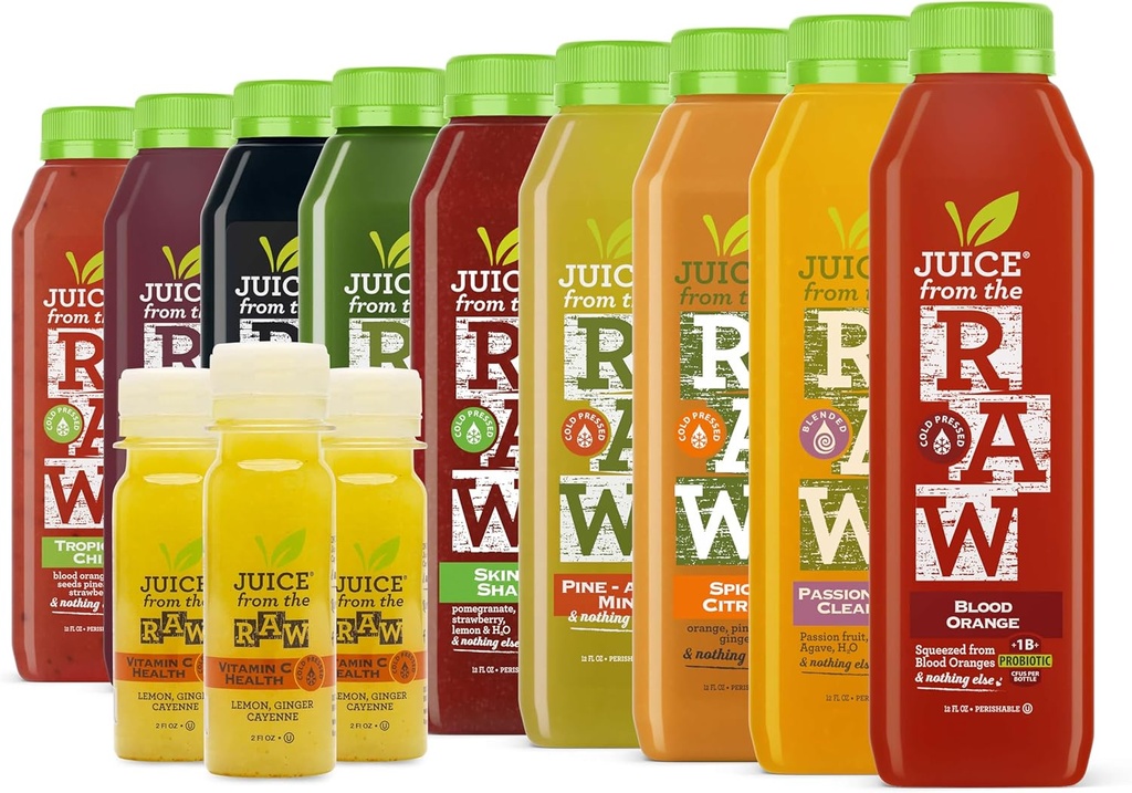 Juice from the RAW 9-Day ויטמין-C Immunse Most Popular Juice Cleanse/Detox / 100% Raw Cold-Pressed Juices (18 Bottles + 9 Shots)