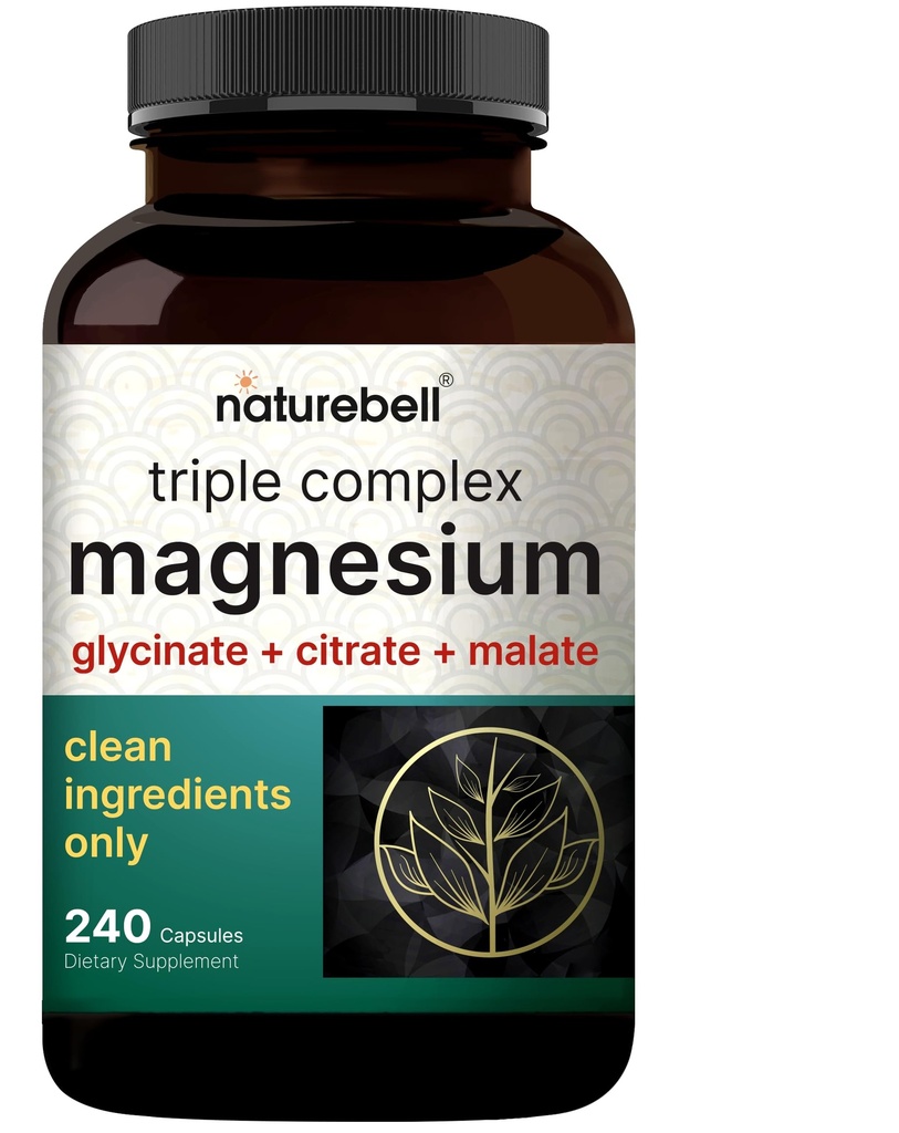 Magnesium מורכב 1,000 מ"ג, 240 קפסולות | מתחם משולש מגנזיום עם Glycinate, Citrate, Malate | Chelated & Purified | Bone, Heart & השרירים Support
