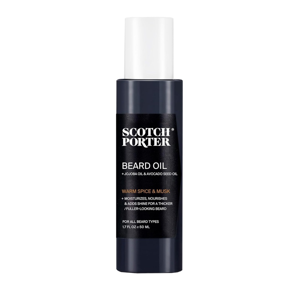 Scotch Porter Smoothing Beard Oil – Nourishing Oil Seals in Moisture & Smooths Flyaways for a Frizz-Free, Fuller/Healthier-Looking Beard with All-Day Shine – Original Scent, 1.7 oz. Bottle