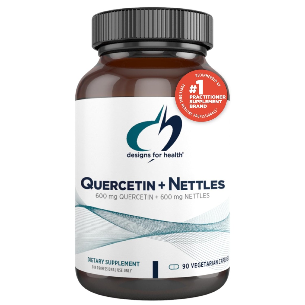 עיצובים לבריאות Quercetin + Nettle תוסף - Nettle Leaf + Quercetin תוספי מזון עם פלבנואידים - אנטיoxidants for Immune Support (90 קפסולות טבעוניות)