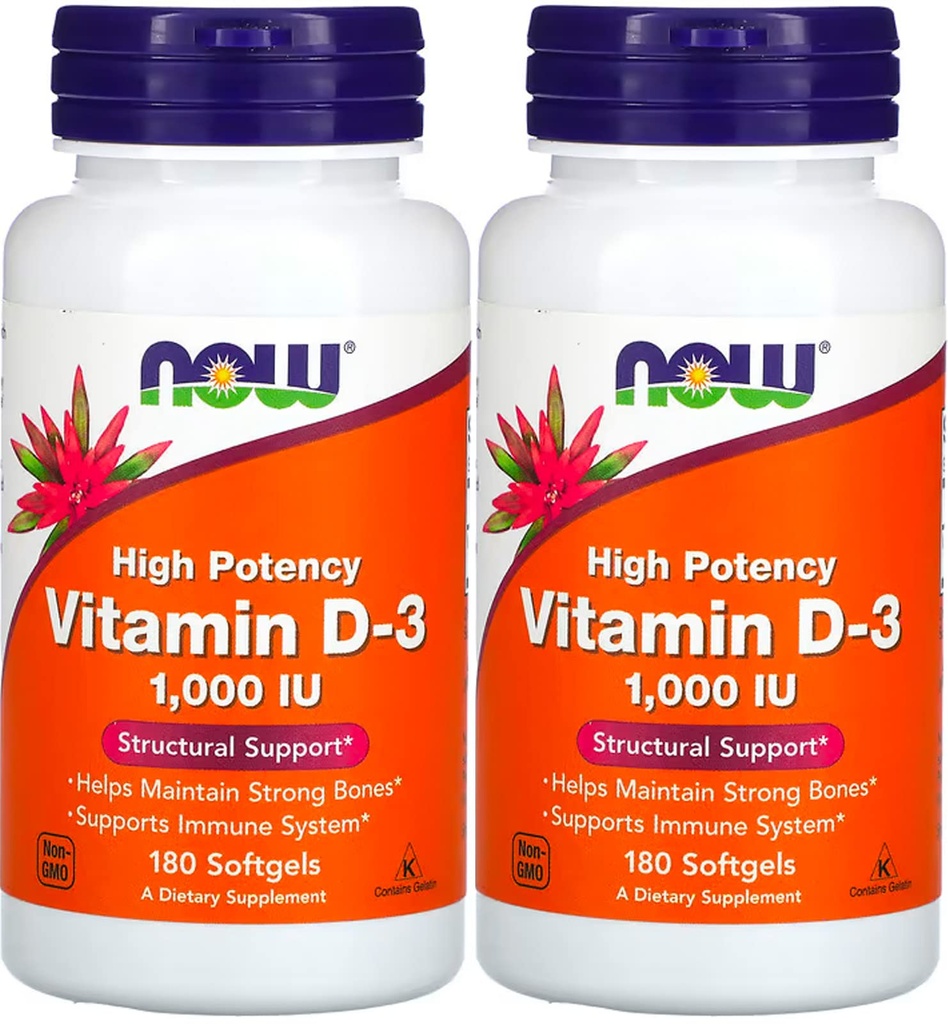 Now Foods - ויטמין D3-1000o (180 רכות) 2 PACK