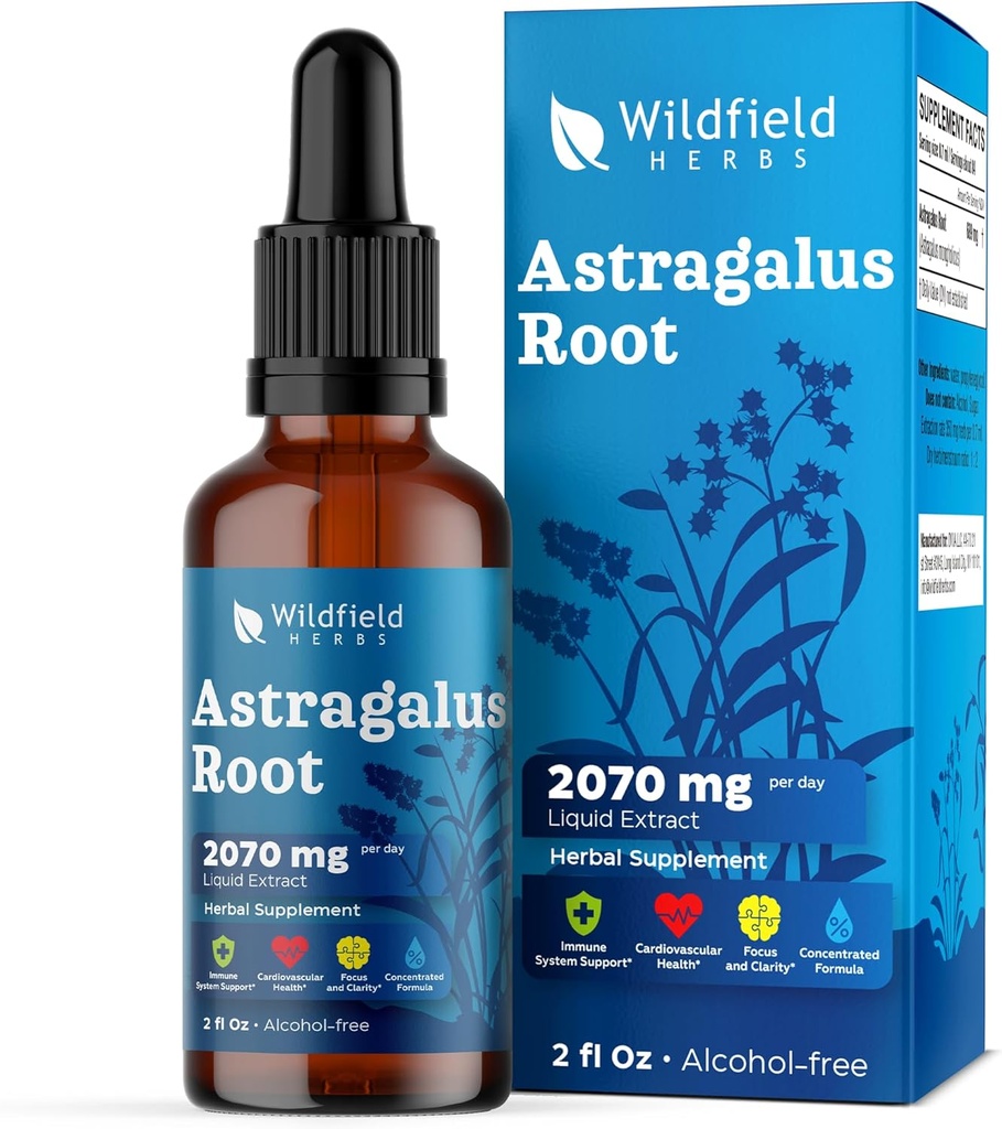 Astragalus Herb Extracts 2000 מ"ג (Astragalus membranaceus) Herbal תוסף Absorbs טוב יותר מאשר קפסולות, 1 חודש אספקה, 84 משרתים, אלכוהול חינם Tincture - 2 עוץ, Pack של 1 1 1