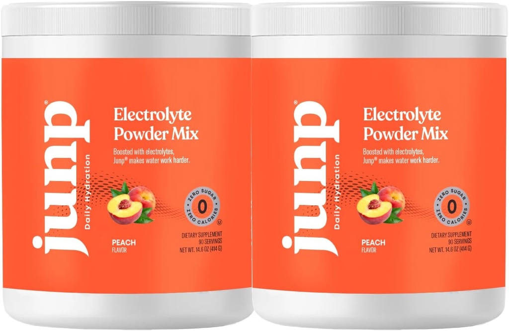 אבקת JUNP Electrolytes No Sugar No Carbs - Orchard Fresh גופן Peach Drink - Potassium & Salt Electrolyte hydrotion אבקת Zero Calorie Sugar חינם אבקת אלקטרוליטה, Keto Friendly, 180 משרתים