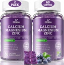 (2 Pack) OALSE Calcium Magnesium Zinc Gummies עם ויטמין D3 & K2- גבוה Absorption Magnesium Glycinate-Muscles, Immune & Sleep Support-Sugar Free-Blueberry פלבדור 10 Counts