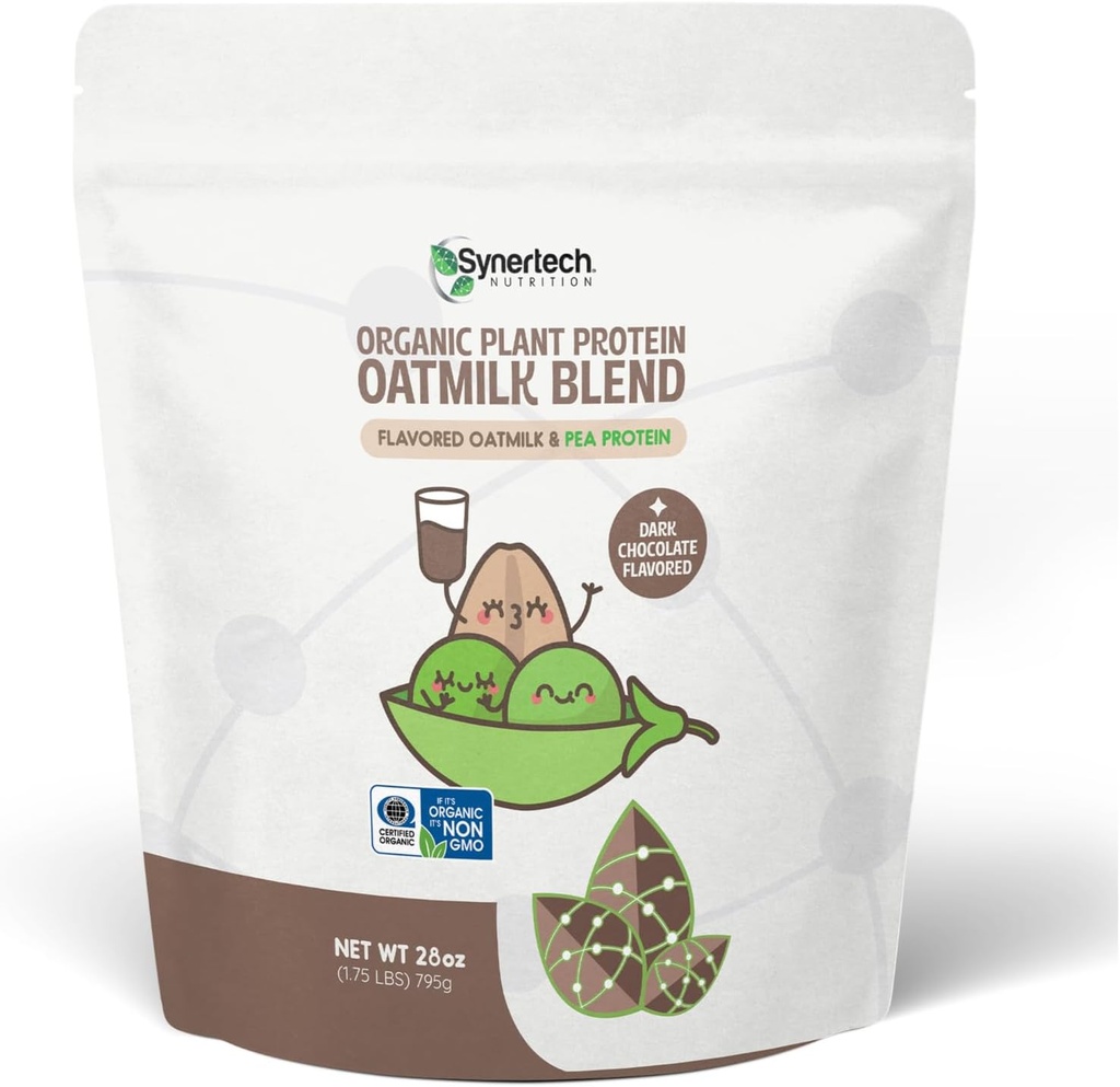 10g צמחי חלבון מבוסס Oatmilk תערובת | Dark Chocolate Flavor (30 משרתים) | 100 קלוריות | Non-GMO, Certified Organic, Allergen Free | 1lb Bag