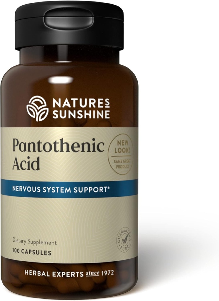 שמן השמש של הטבע Pantothenic Acid, 100 קפסולות | ויטמין B5 תומך במערכות Nervous, מסייע הפונקציה Gland Adrenal, והוא נדרש לעשות הורמונים מסוימים