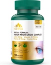Lutein ו- Zeaxanthin תוספי - 6 ב 1 Vision Protection Complex with Lutein 20 מ"ג, Zeaxanthin, Astaxanthin, Crocin, ויטמין C & E, 120 Softgels, non-GMO, Gluten-Free, תומך בריאות העין