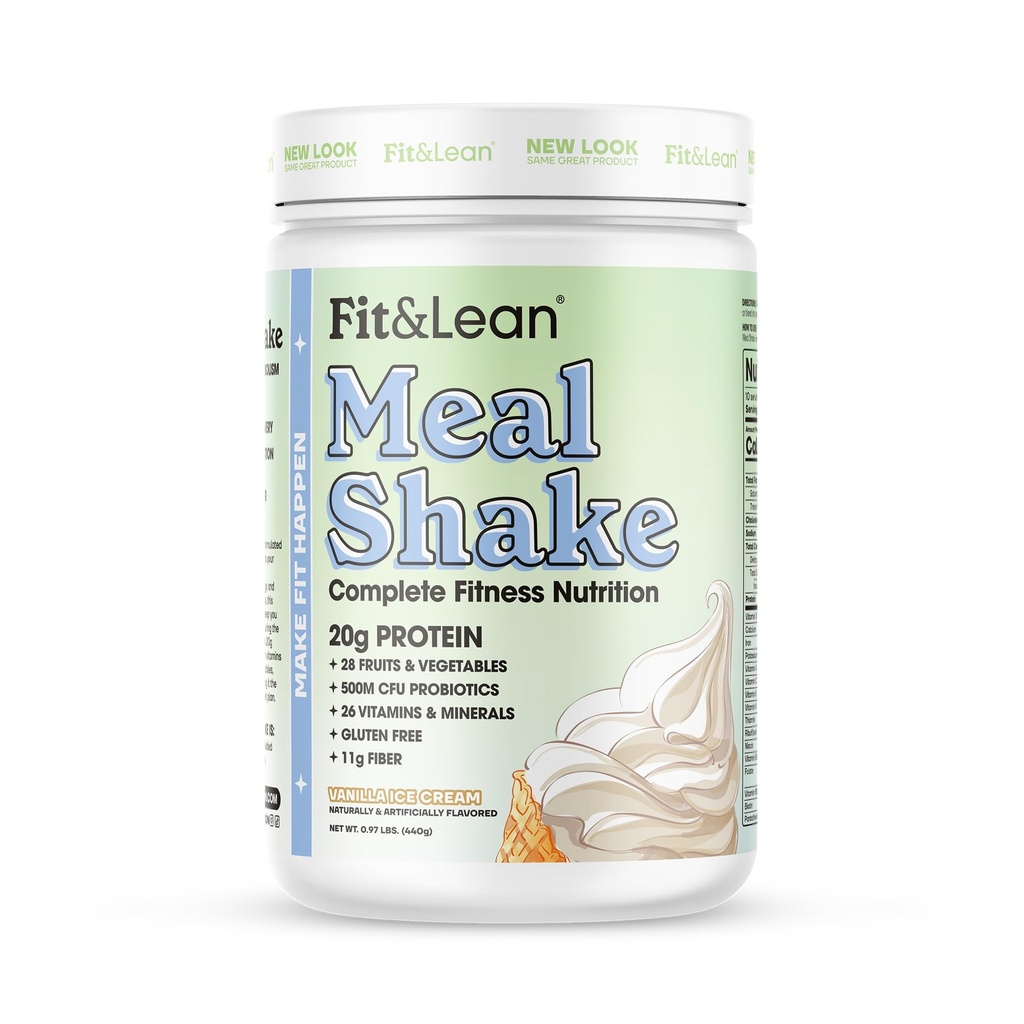 Fit & Lean Meal Shake, שומן Burning Meal החלפת, חלבונים, סיבים, פרוביוטיקה, Vanilla, 1lb, 10 לשרתים Per Container